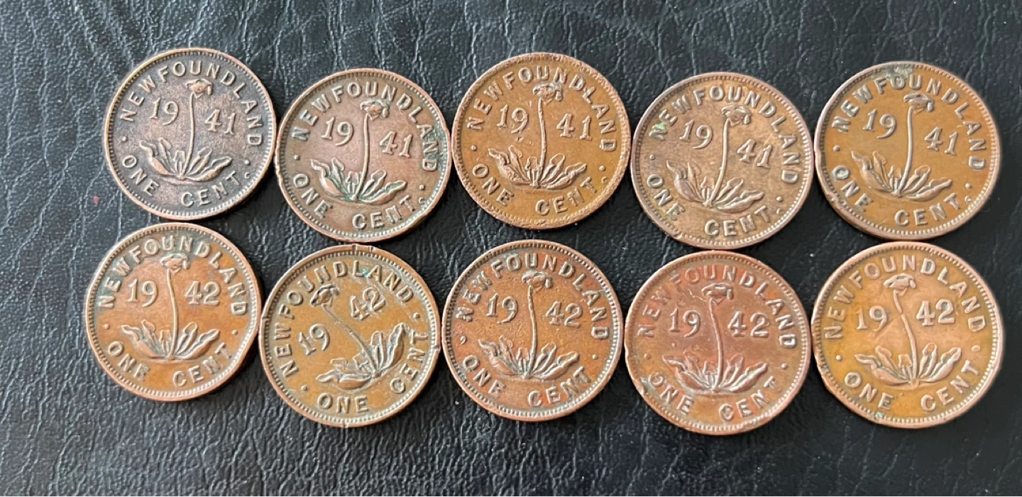 WW-2 Newfoundland 1 Cent Coins - 1941 & 1942