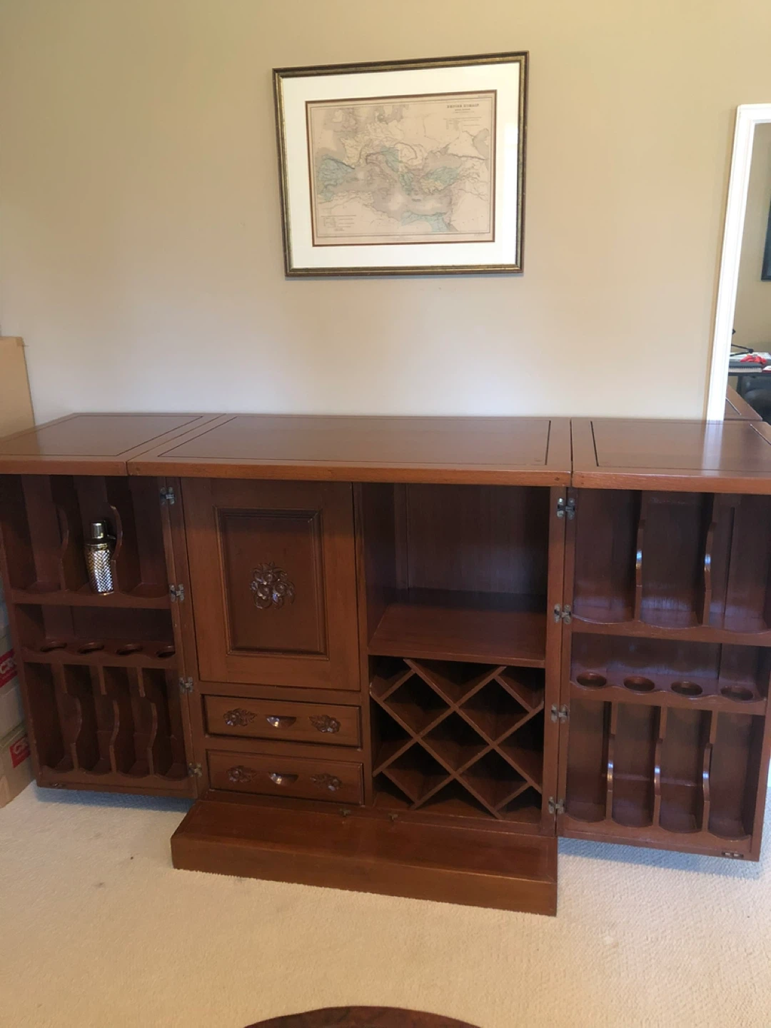 Solid Wood Bar Cabinet with Wine and Glass Storage - photo 2