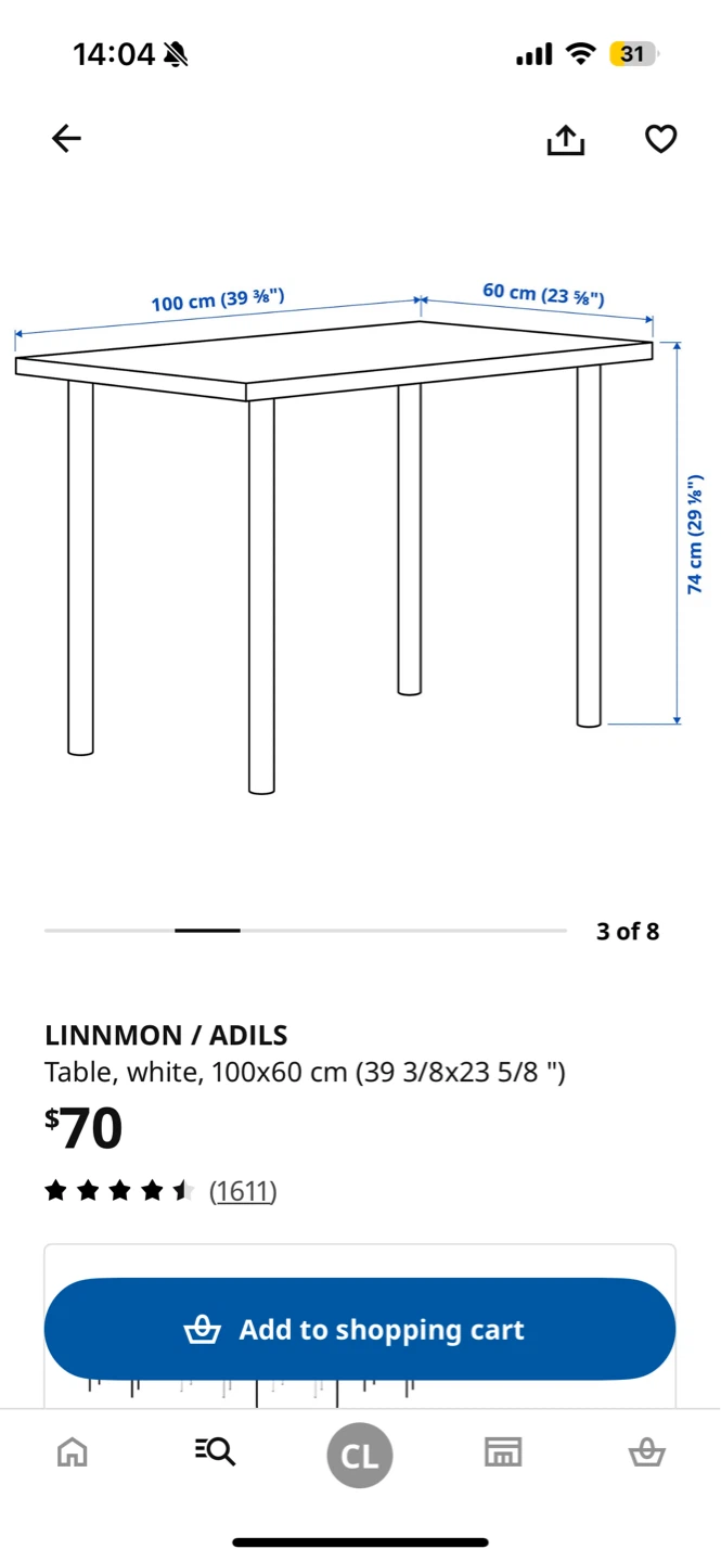IKEA LINNMON / ADILS White Table 100x60 cm - photo 2