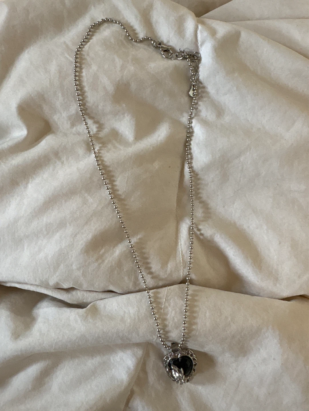 Silver Heart Pendant Necklace with Spider Detail - photo 4