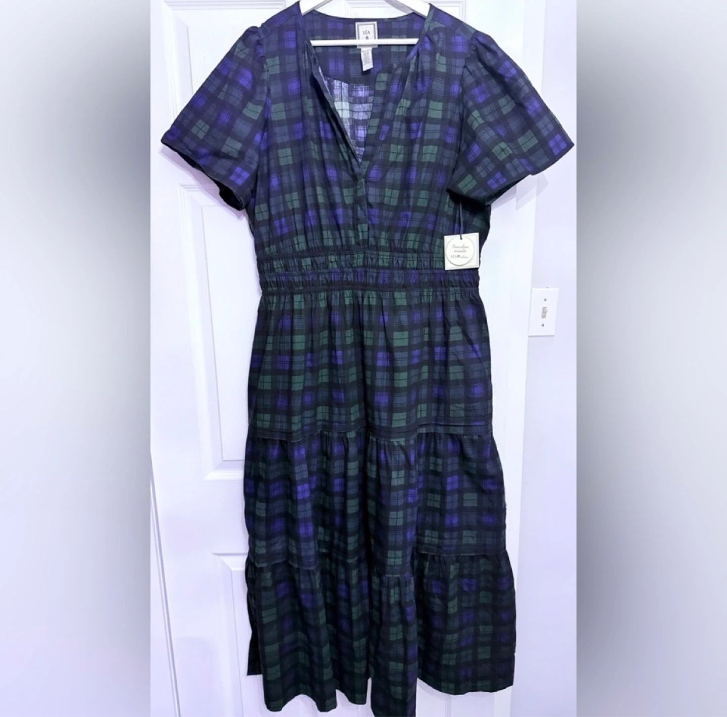 LÉA Plaid Tiered Midi Dress XL - photo 2