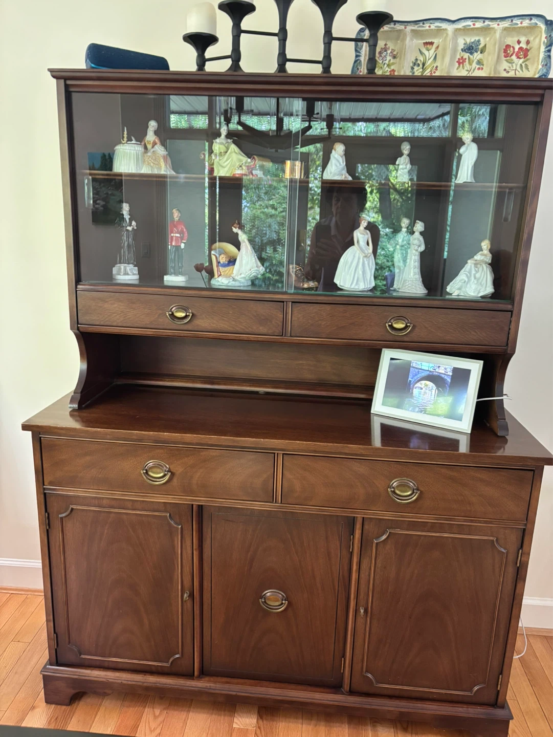 Vintage Wooden China Cabinet with Glass Doors - photo 2