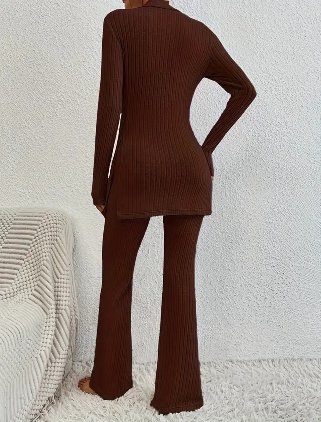 New Brown Ribbed Knit Set - photo 2
