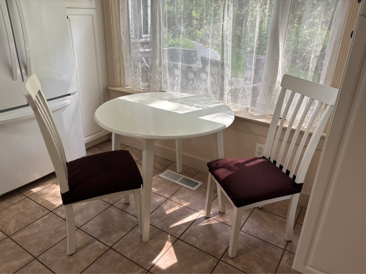 White Drop Leaf Kitchen Table - photo 2