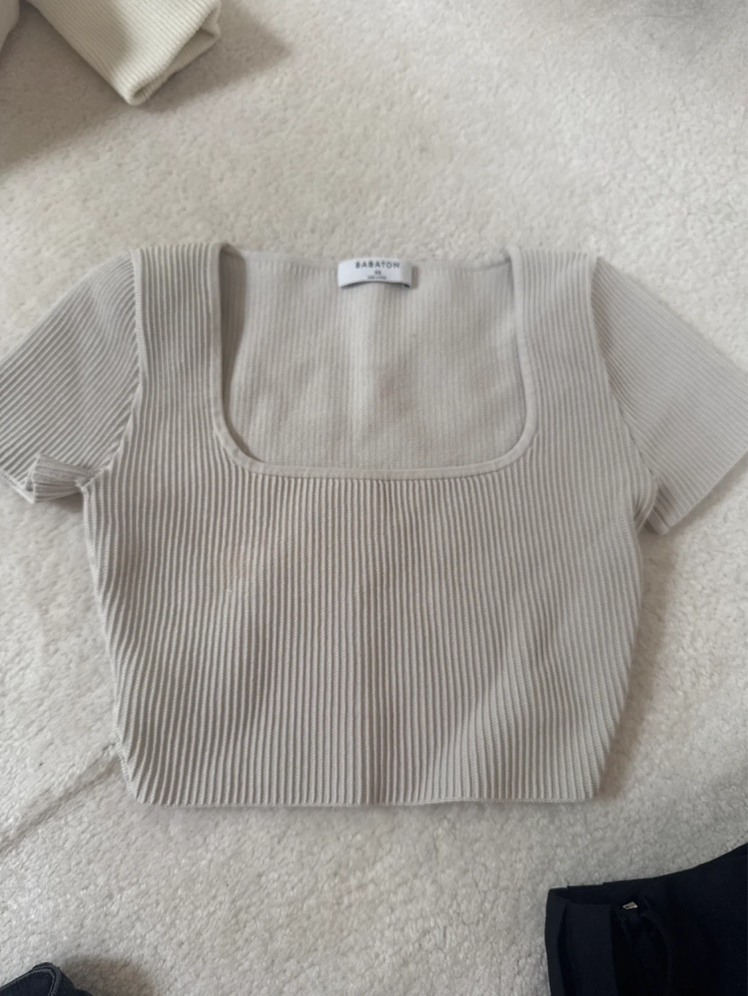 BABATON Ribbed Square Neck T-Shirt - XS