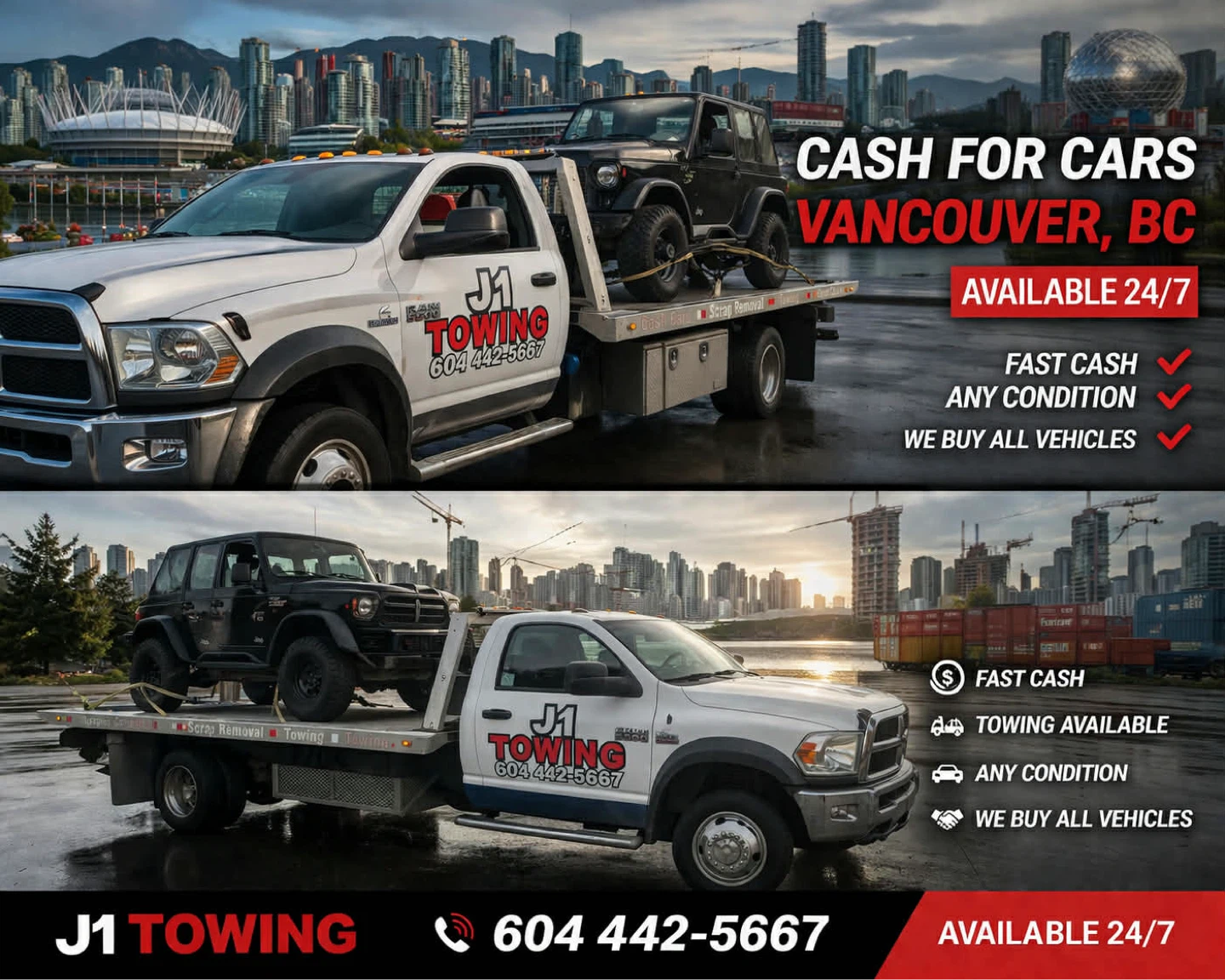 Cash for Cars Vancouver BC - J1 Towing 604-442-5667
