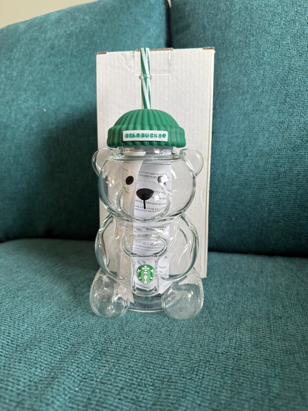Starbucks Bear Glass Tumbler with Straw