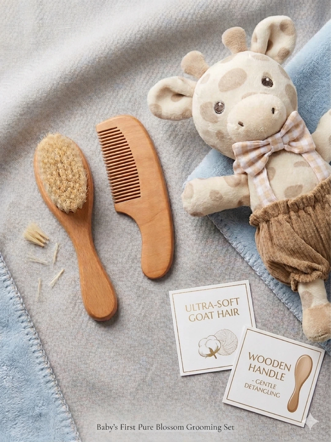 Baby Grooming Set: Wooden Brush & Comb