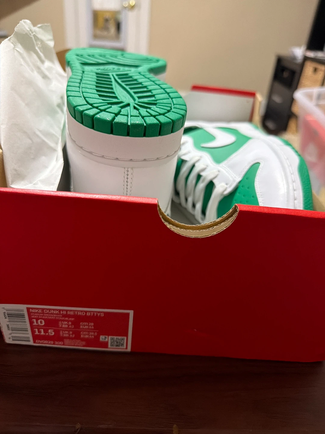 Nike Dunk Hi Retro "Gottys" White Green Sneakers - photo 3