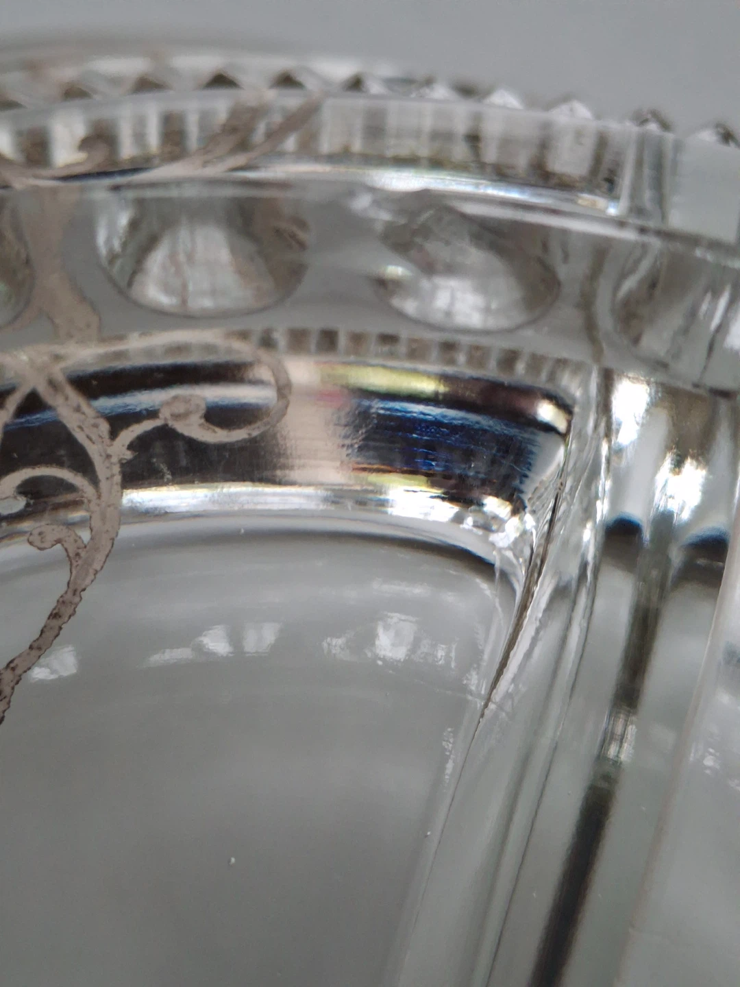 Glass divided serving dish with silver overlay - photo 5