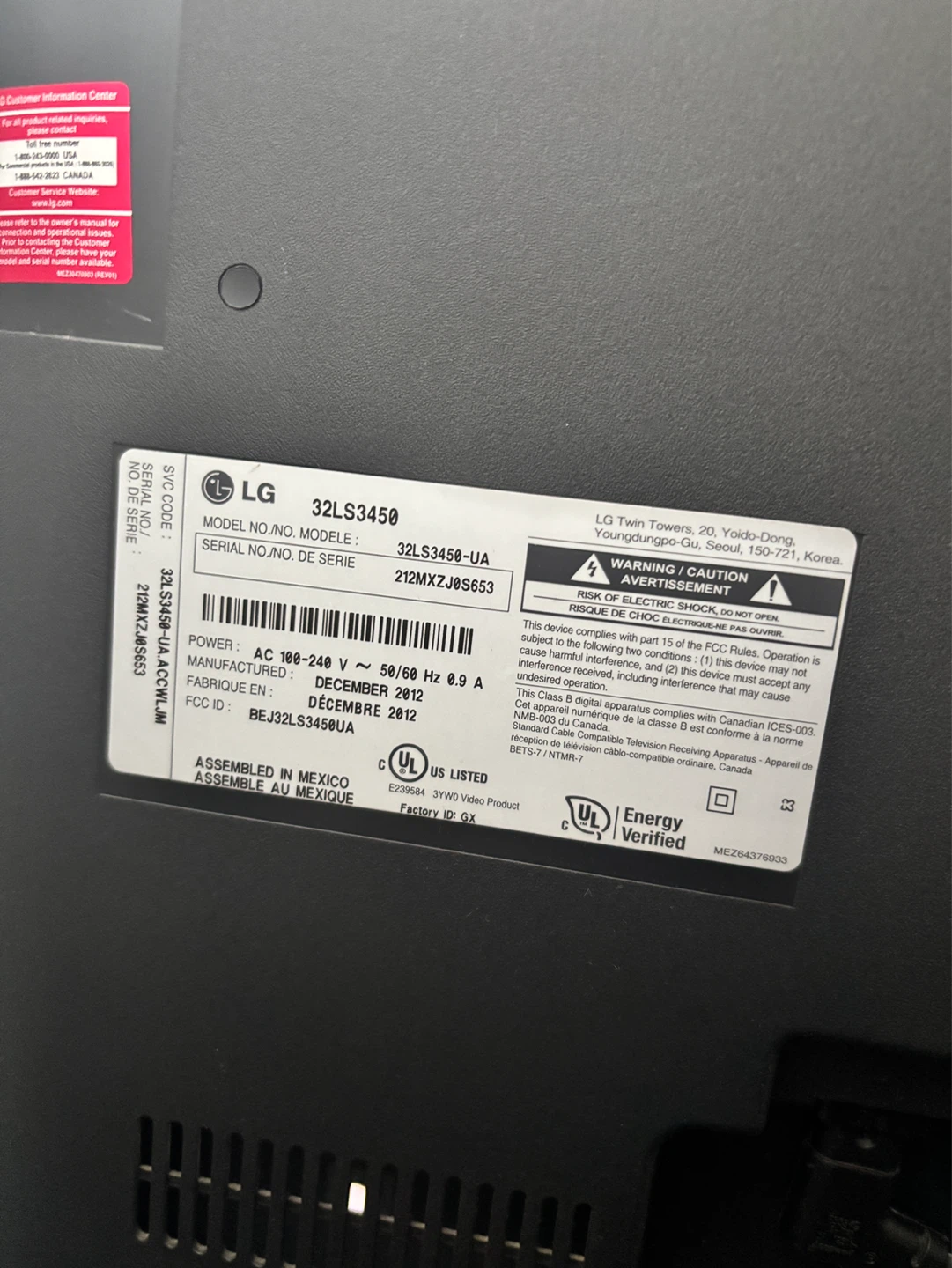 LG 32" INCH 32LS3450 LED TV - photo 4