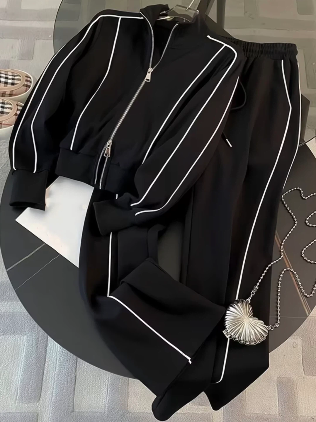 New Black Tracksuit Set