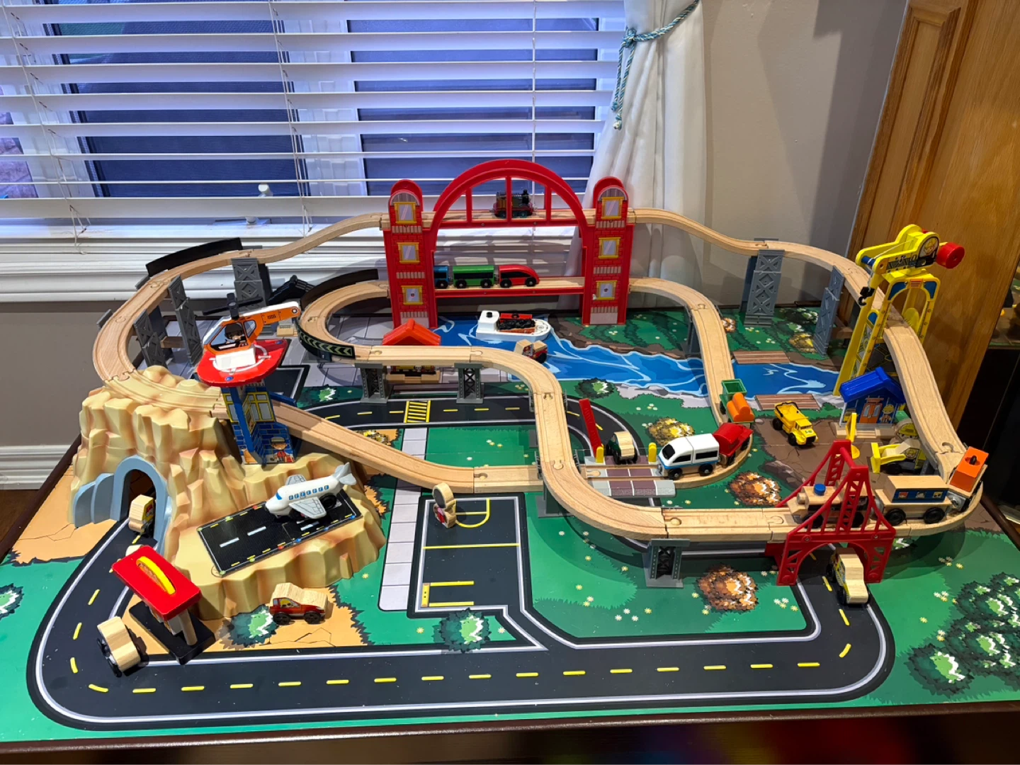 Wooden Train Table Set with Bridge and Accessories - photo 3