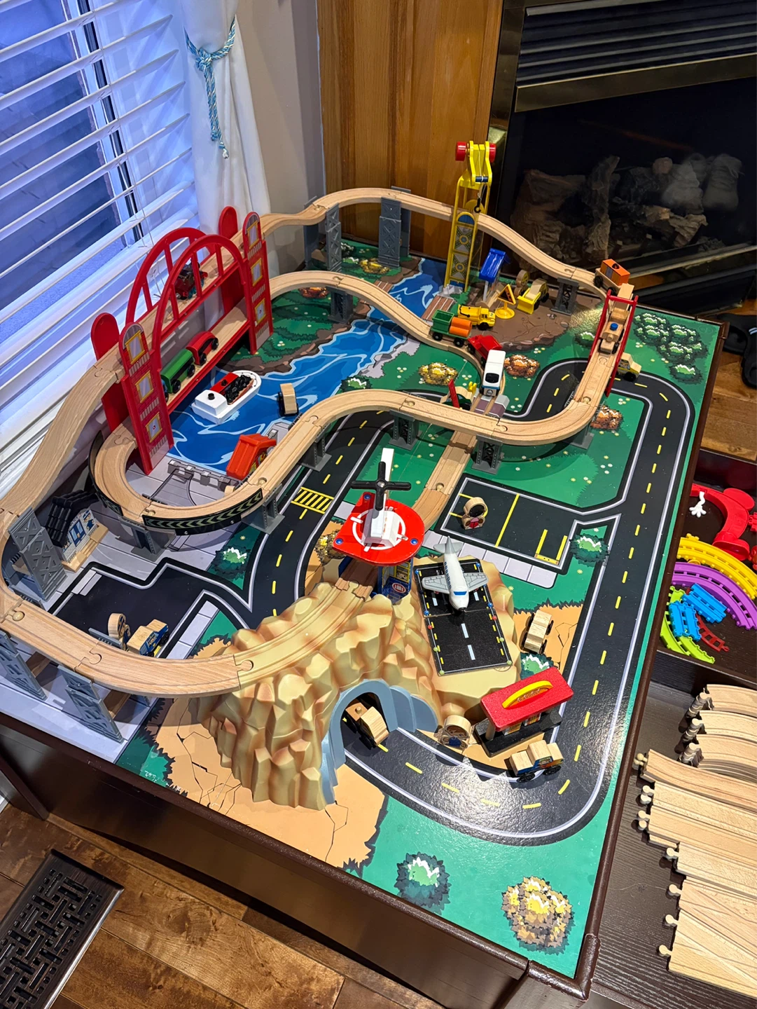 Wooden Train Table Set with Bridge and Accessories - photo 5