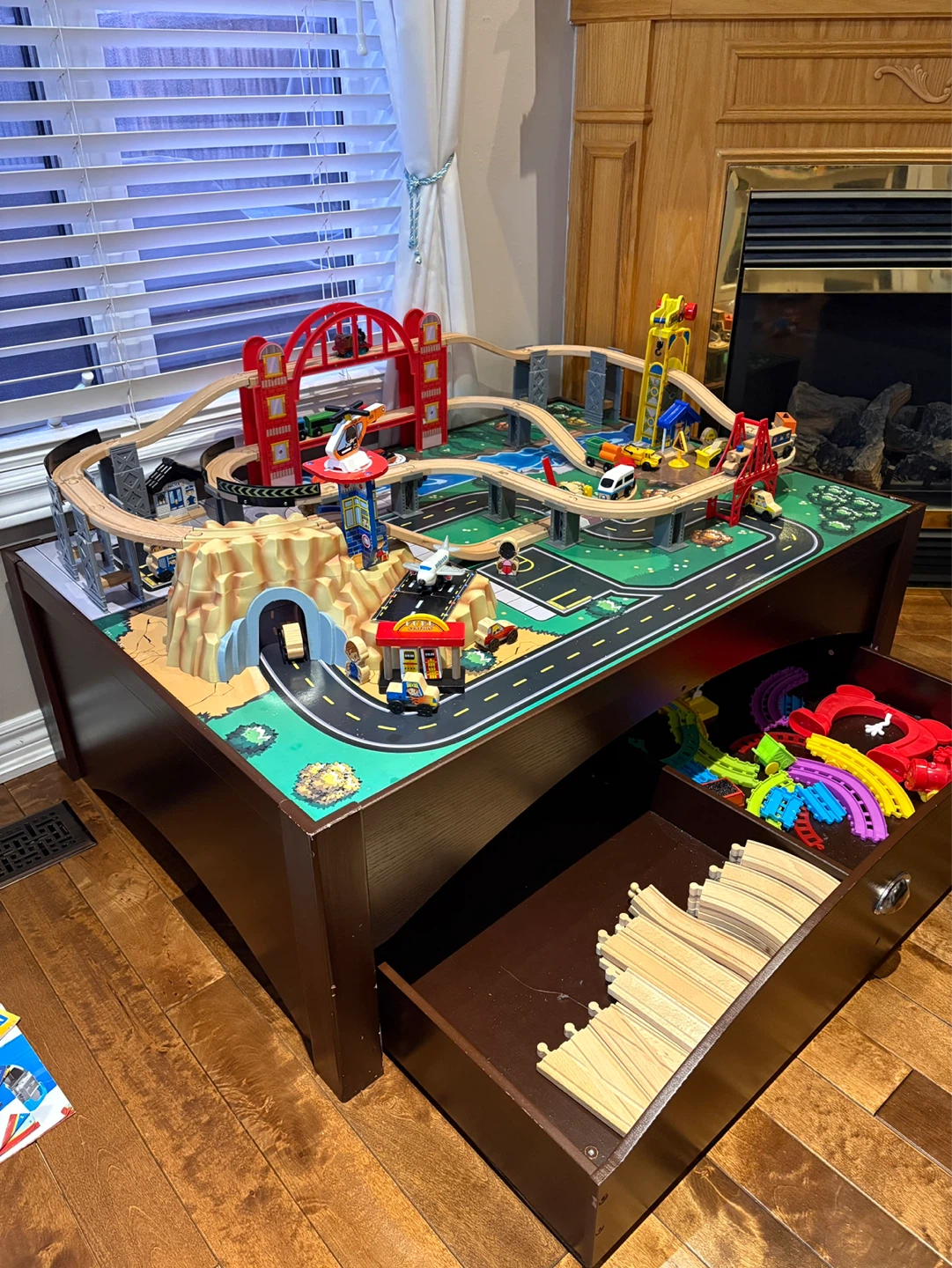Wooden Train Table Set with Bridge and Accessories - photo 4
