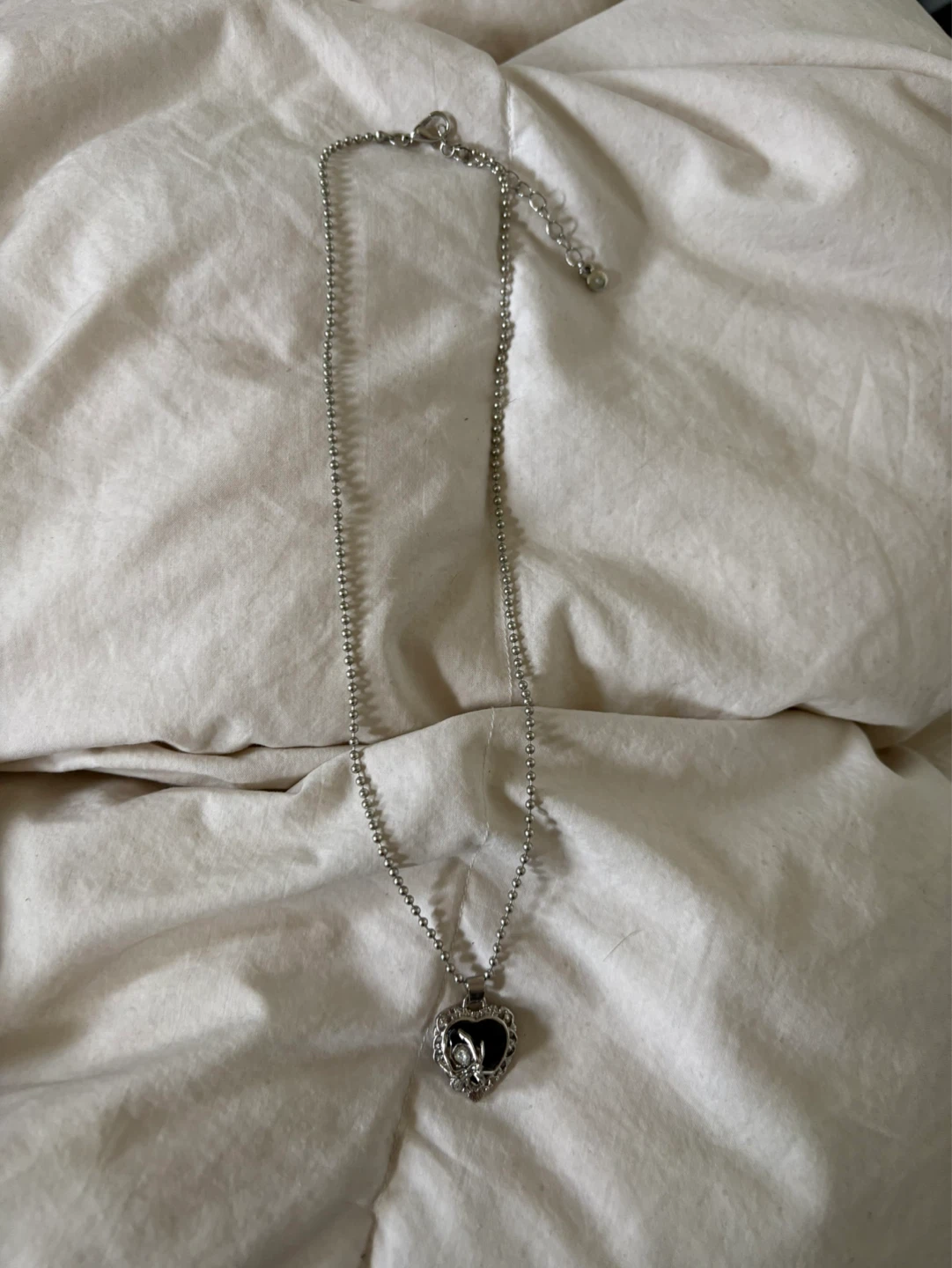 Silver Heart Pendant Necklace with Spider Detail - photo 5