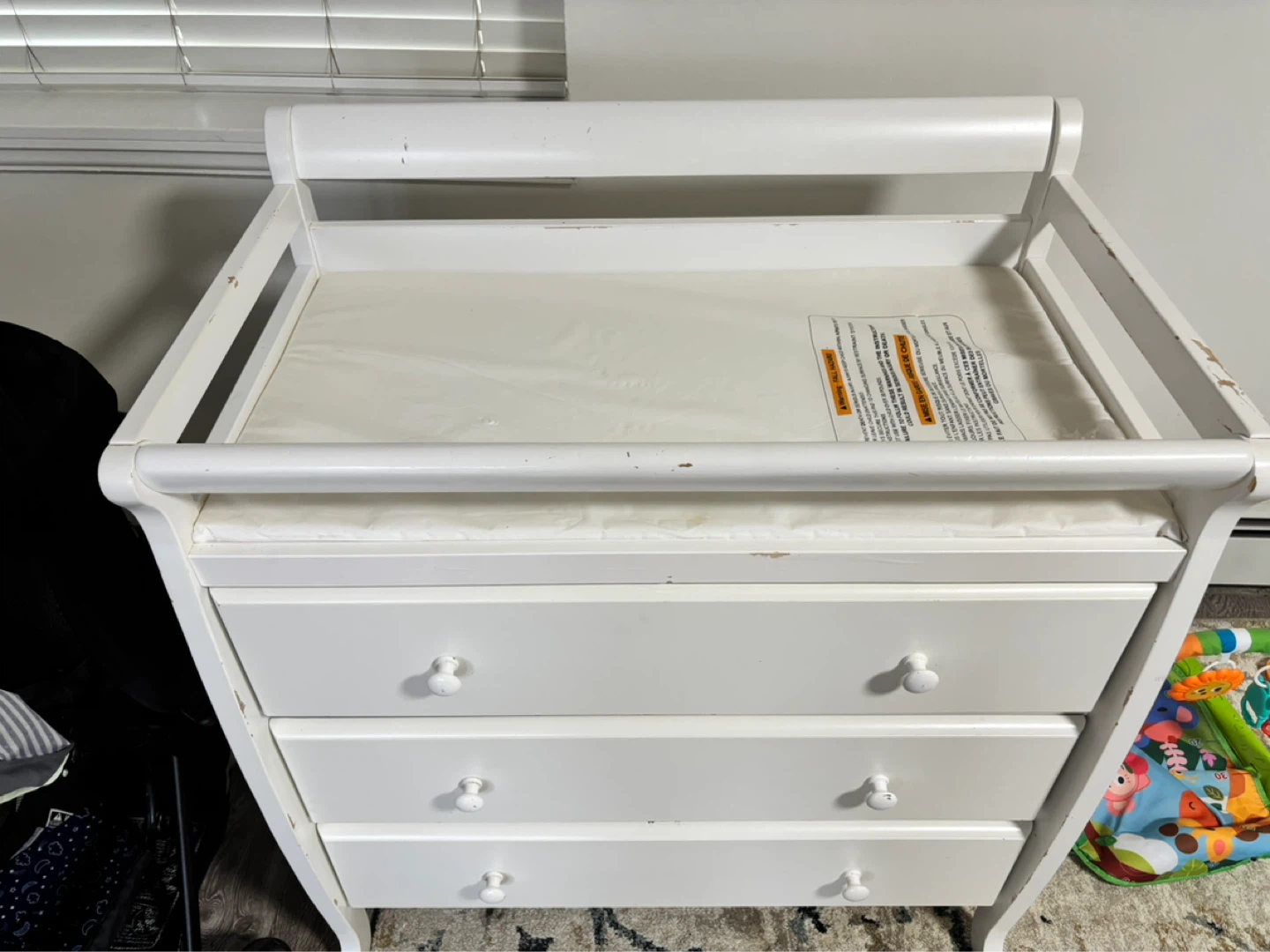 White Baby Changing Table Dresser with Drawers - photo 2