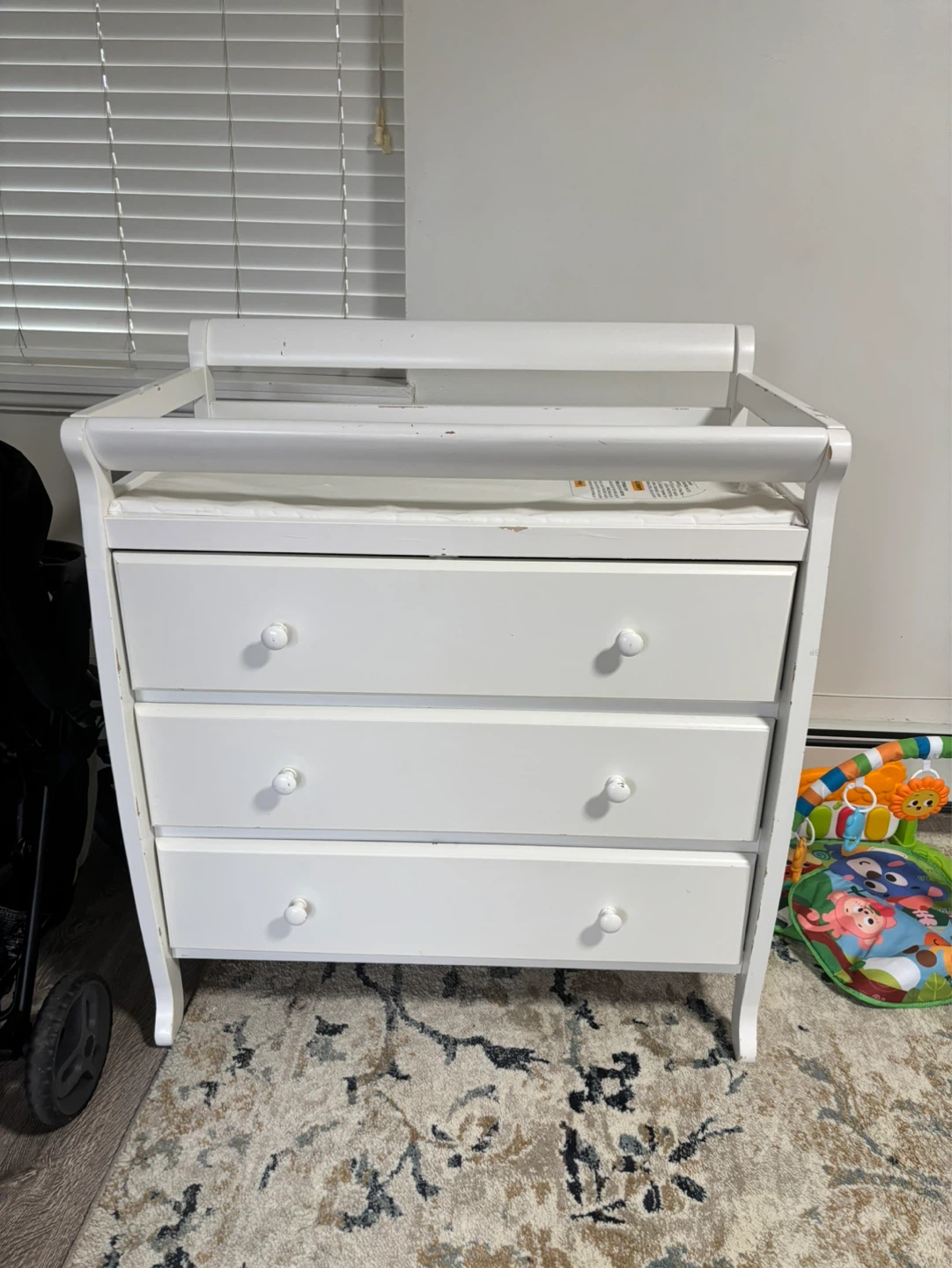 White Baby Changing Table Dresser with Drawers