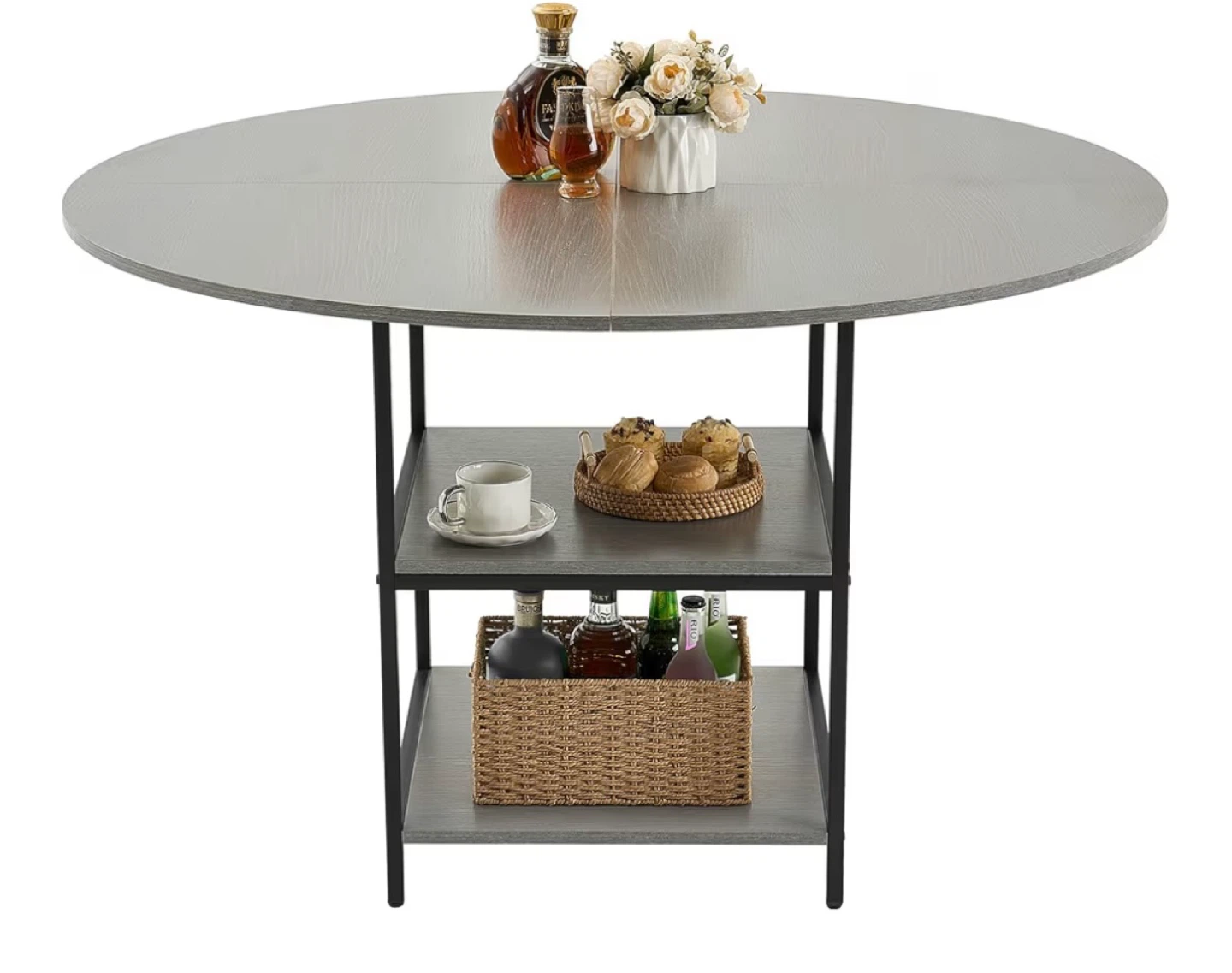 Grey Dining Table with Shelves - photo 2