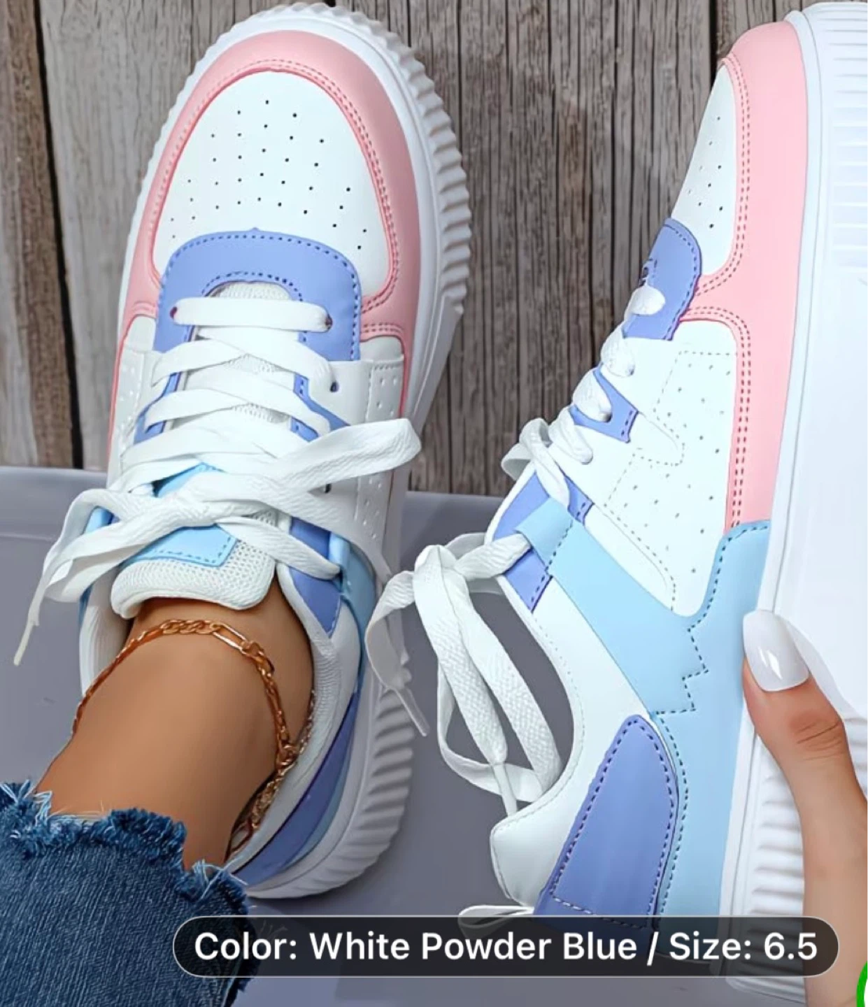 Women's Sneakers White Powder Blue Size 6.5