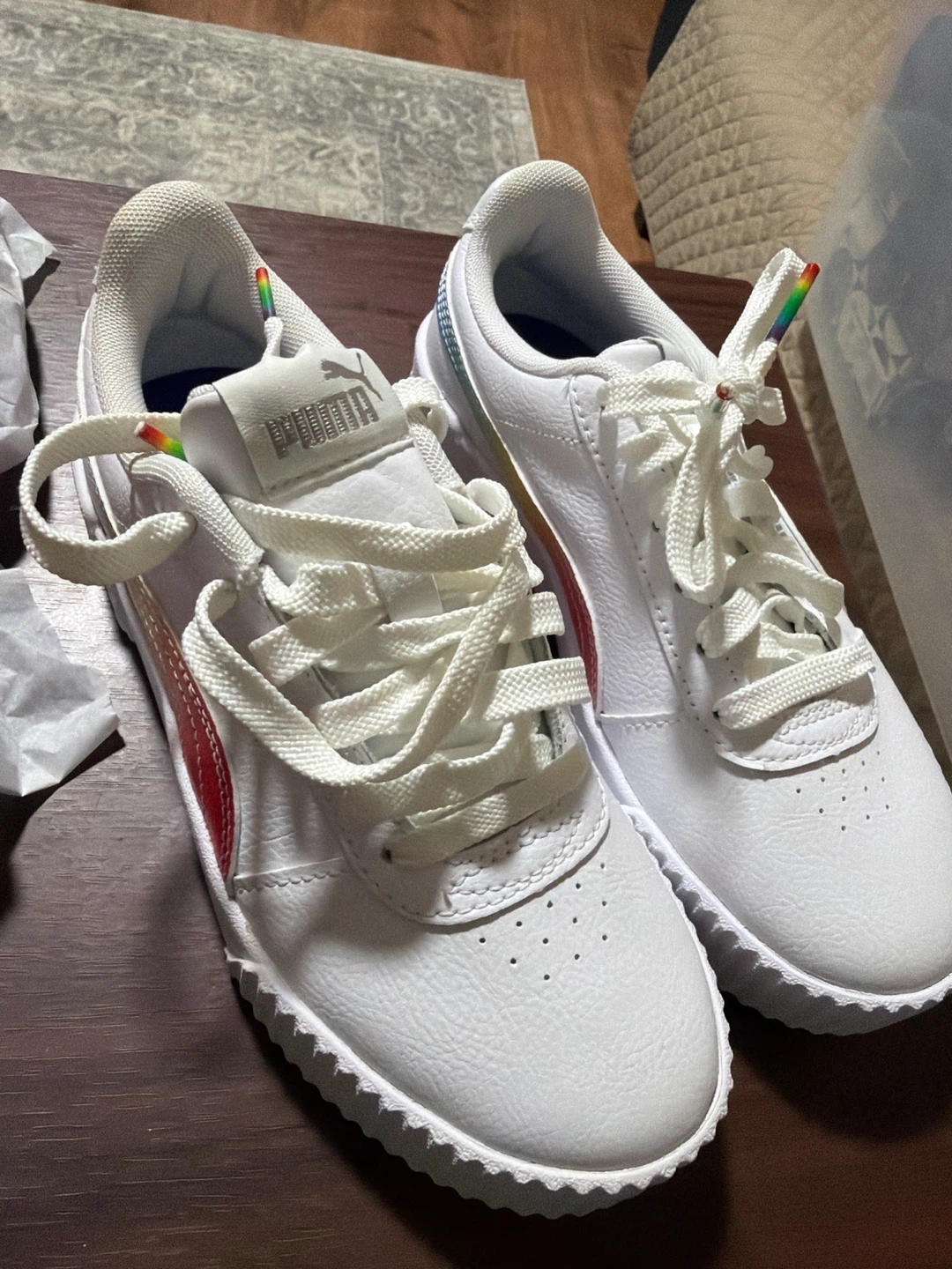 Puma SoftFoam White Rainbow Accent Sneakers