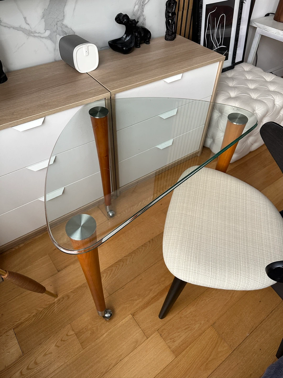 VINTAGE MID CENTURY MODERN CORNER OFFICE DESK ON CASTORS - photo 3