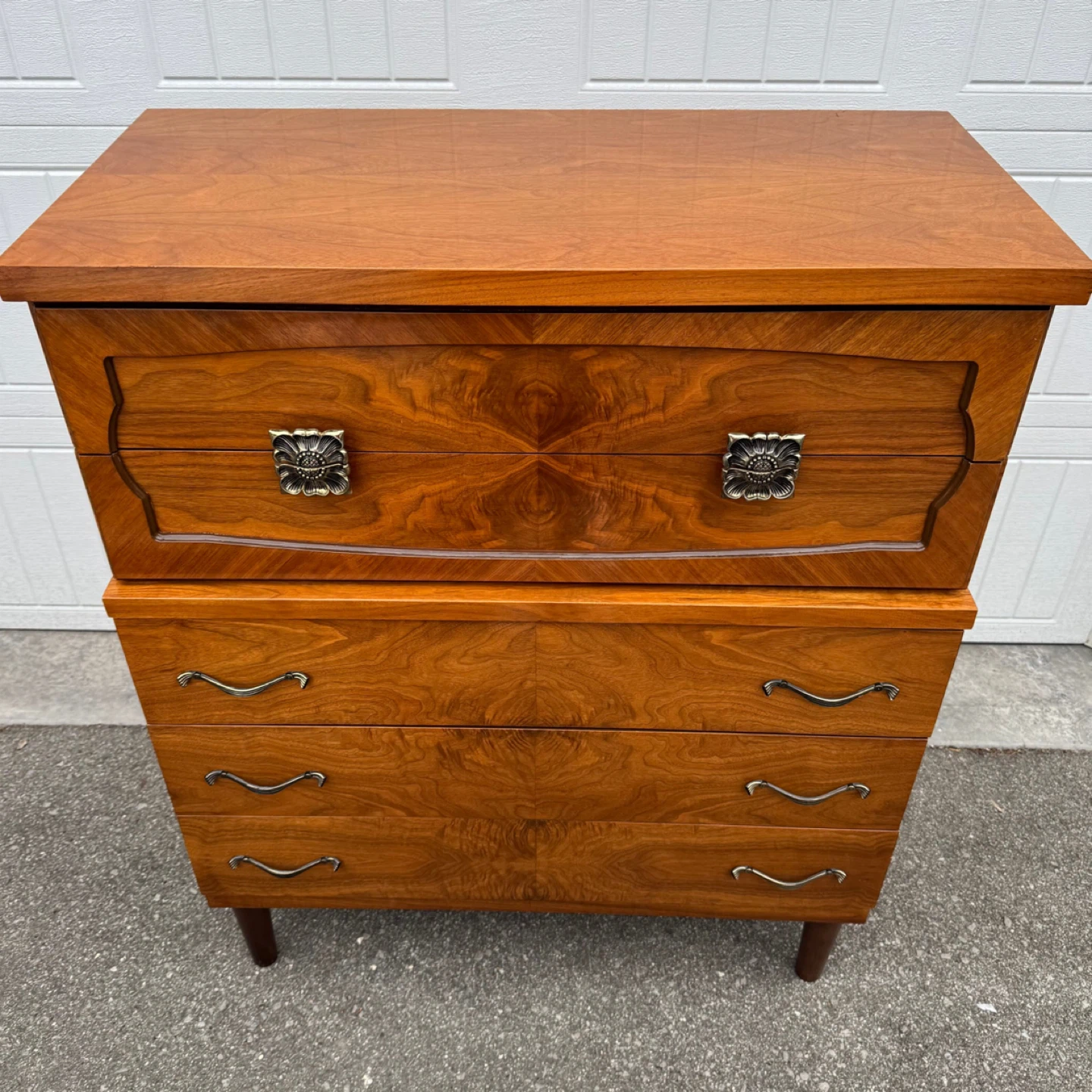 Vintage Mid-Century Walnut Highboy Dresser - photo 4