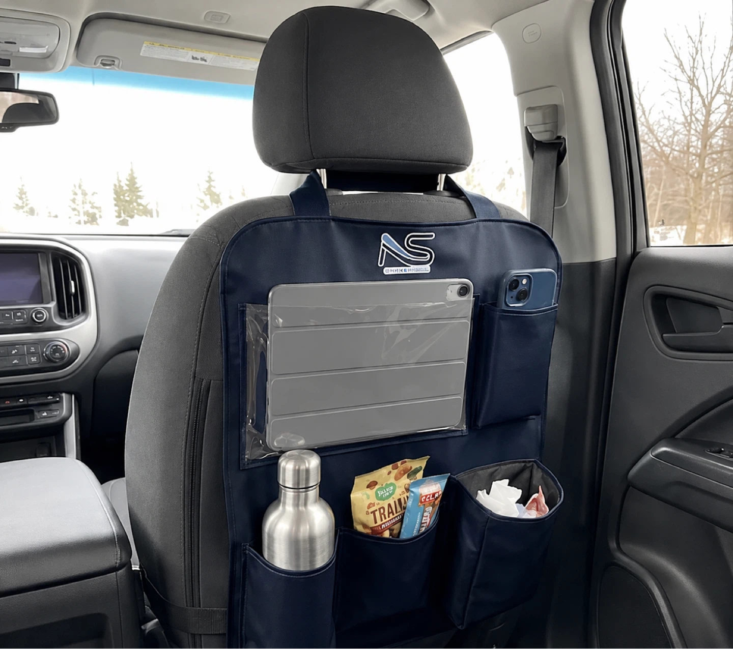 Navy Blue Car Seat Organizer with Tablet Holder
