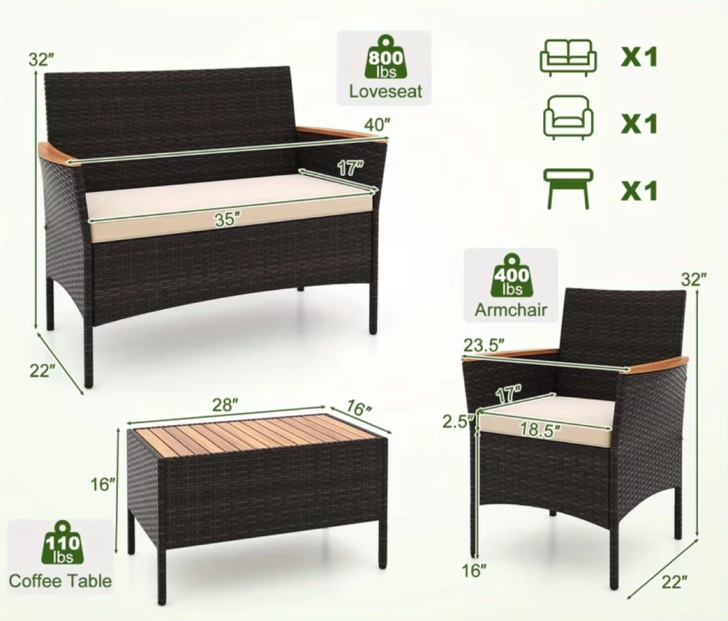 4 Pcs Outdoor Rattan Set - brand new, not assembled yet - photo 2