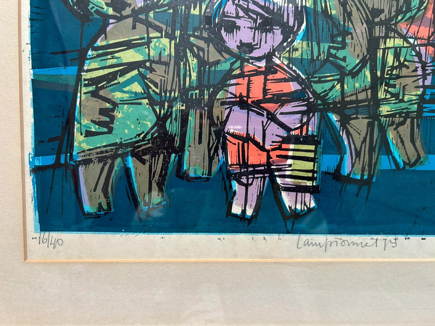 Framed 1960s Original Woodblock print (artist unclear) - photo 2