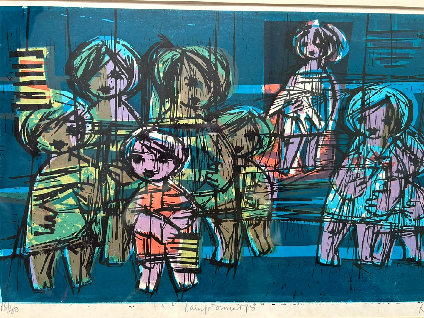 Framed 1960s Original Woodblock print (artist unclear) - photo 4