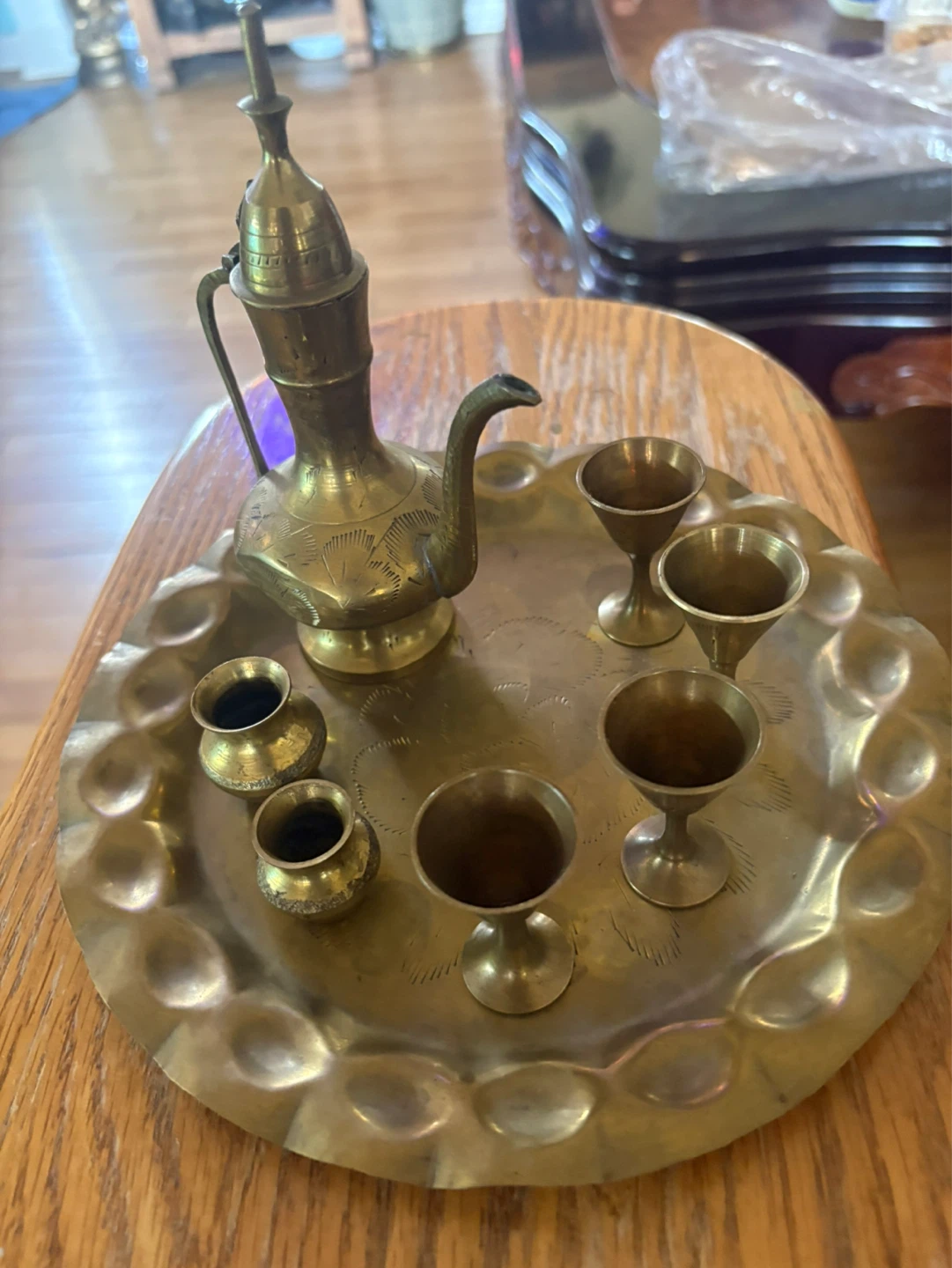 Brass Decorative Coffee Set with Tray