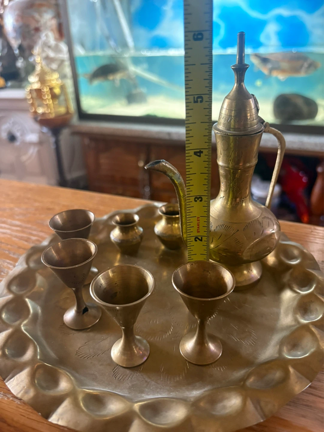 Brass Decorative Coffee Set with Tray - photo 2