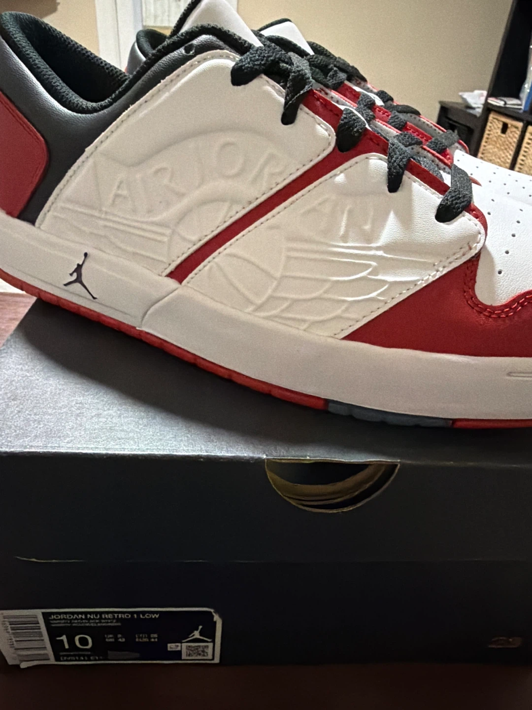 Jordan Nu Retro 1 Low Men's Shoes Size 10 White Red Black - photo 2