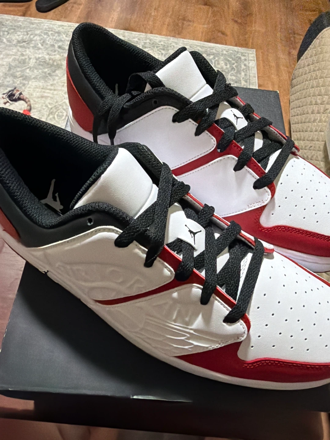 Jordan Nu Retro 1 Low Men's Shoes Size 10 White Red Black