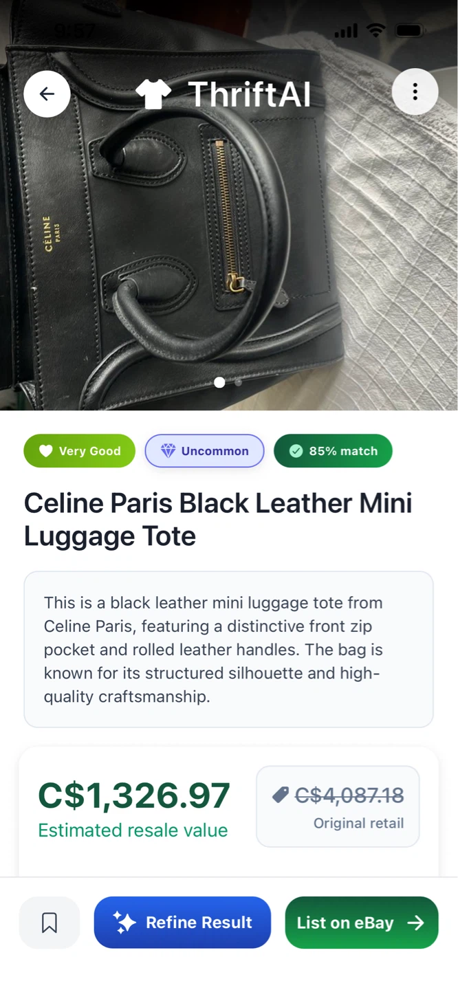 Celine Paris Black Leather Mini Luggage Tote