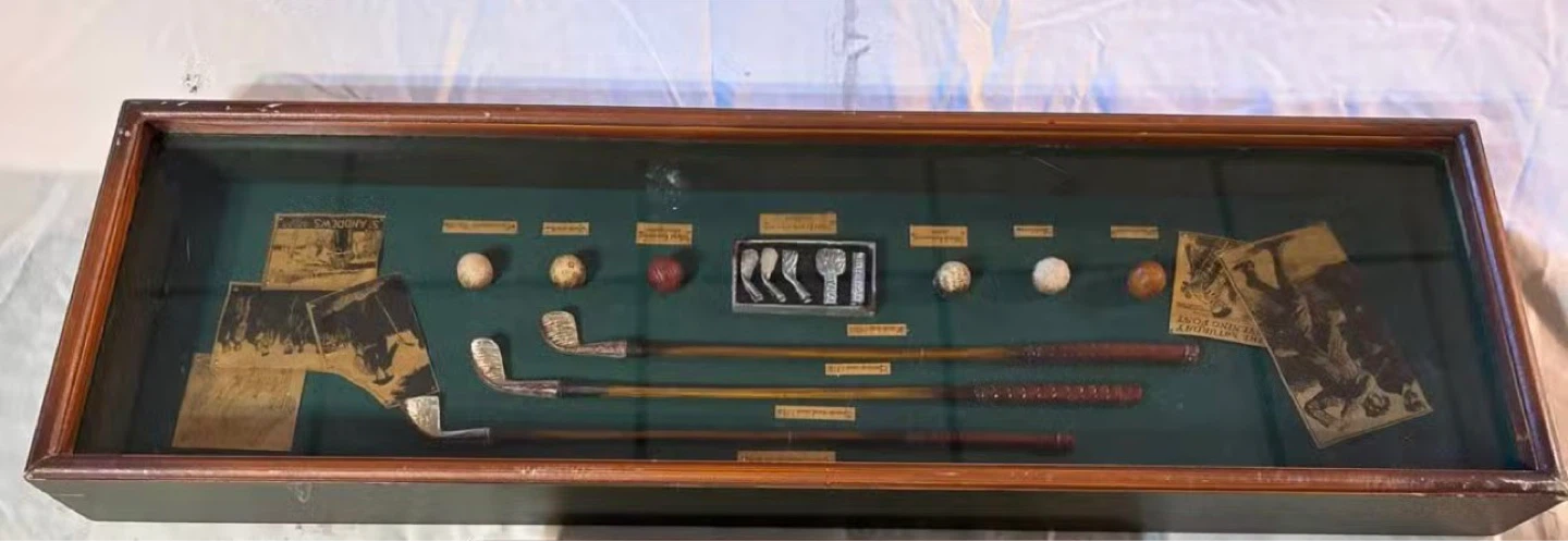 Antique Golf Display with Clubs and Balls - photo 2