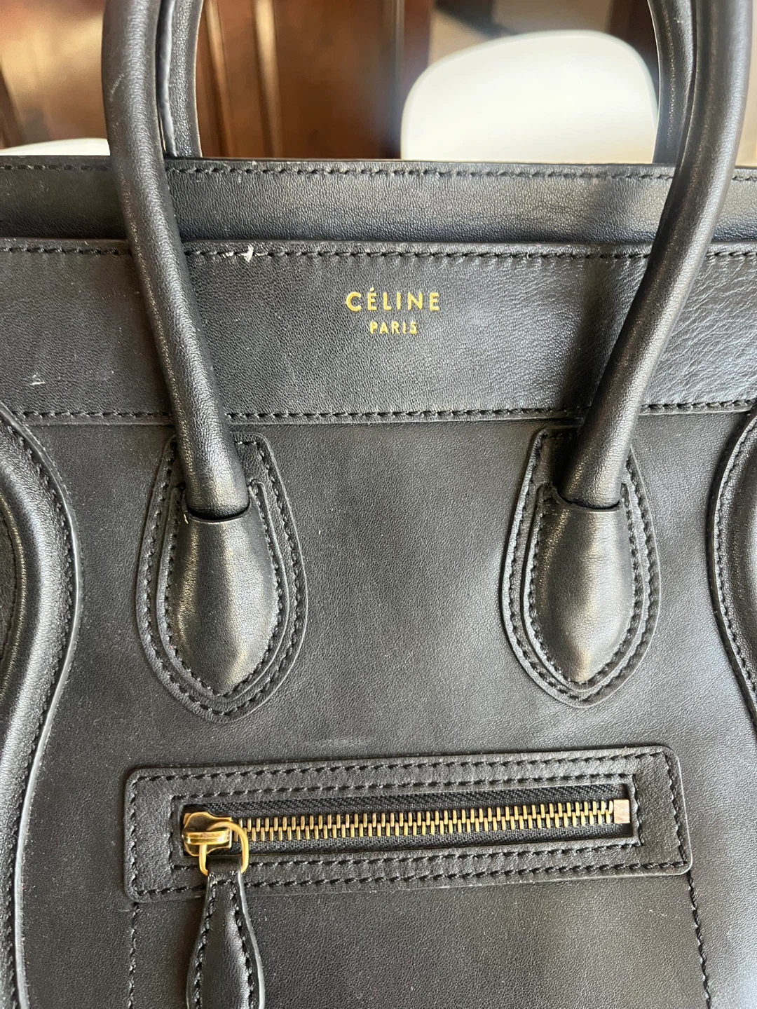 Celine Paris Black Leather Mini Luggage Tote - photo 2