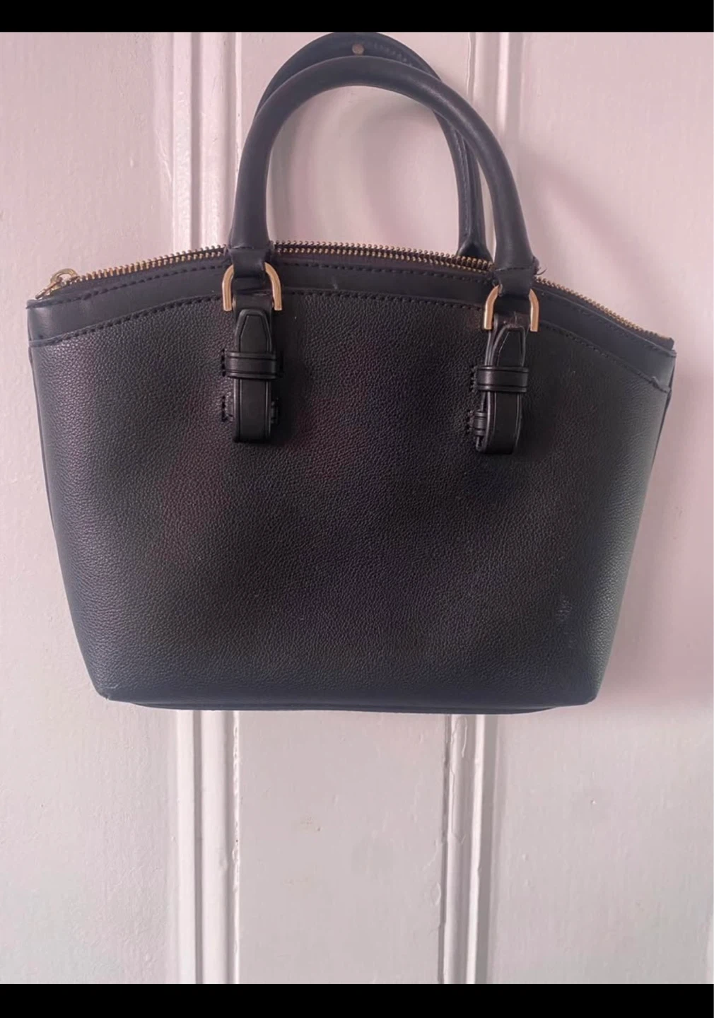 Calvin Klein Black Leather Dome Satchel Handbag - photo 2