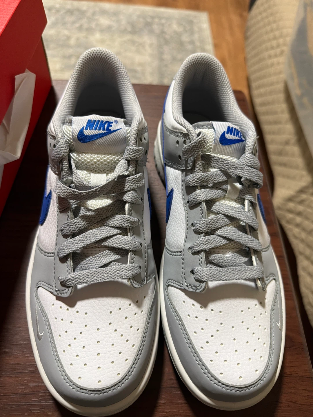 Nike Dunk Low GS White Grey Blue Size 6Y