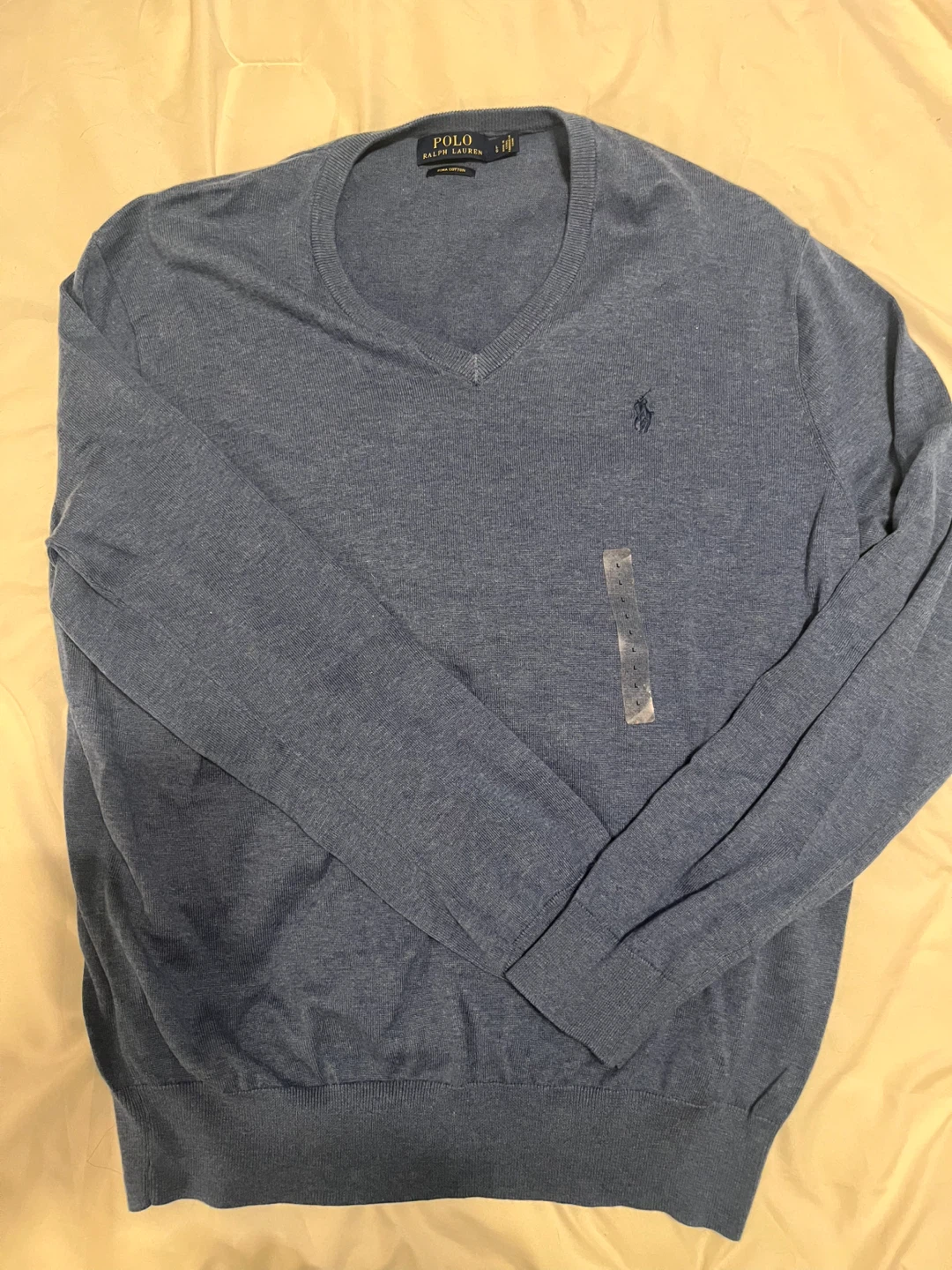 Polo Ralph Lauren V-Neck Sweater - Blue - Pima Cotton