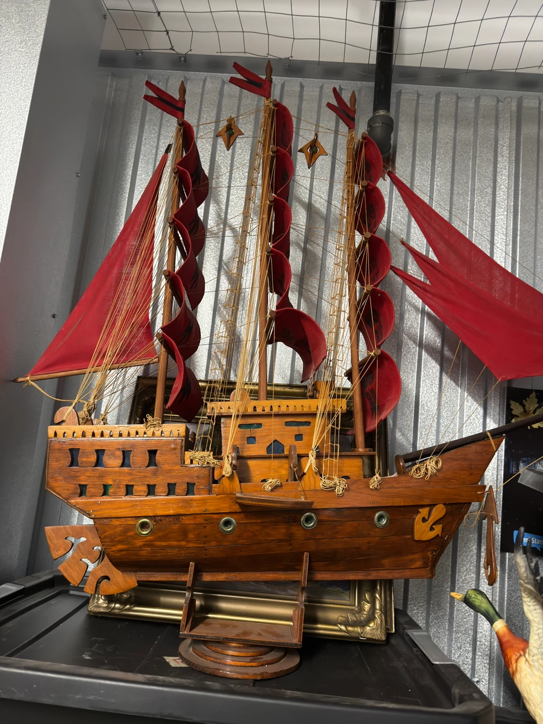 Wooden Tall Ship Model with Red Sails - photo 2