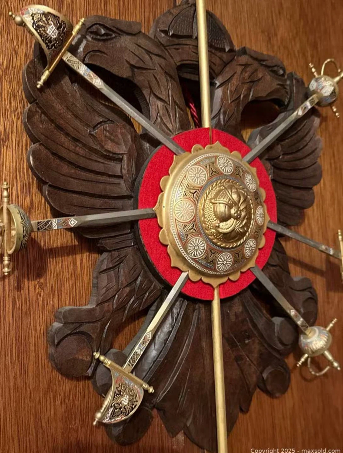 Carved Double Eagle Wall Plaque with Swords - photo 4