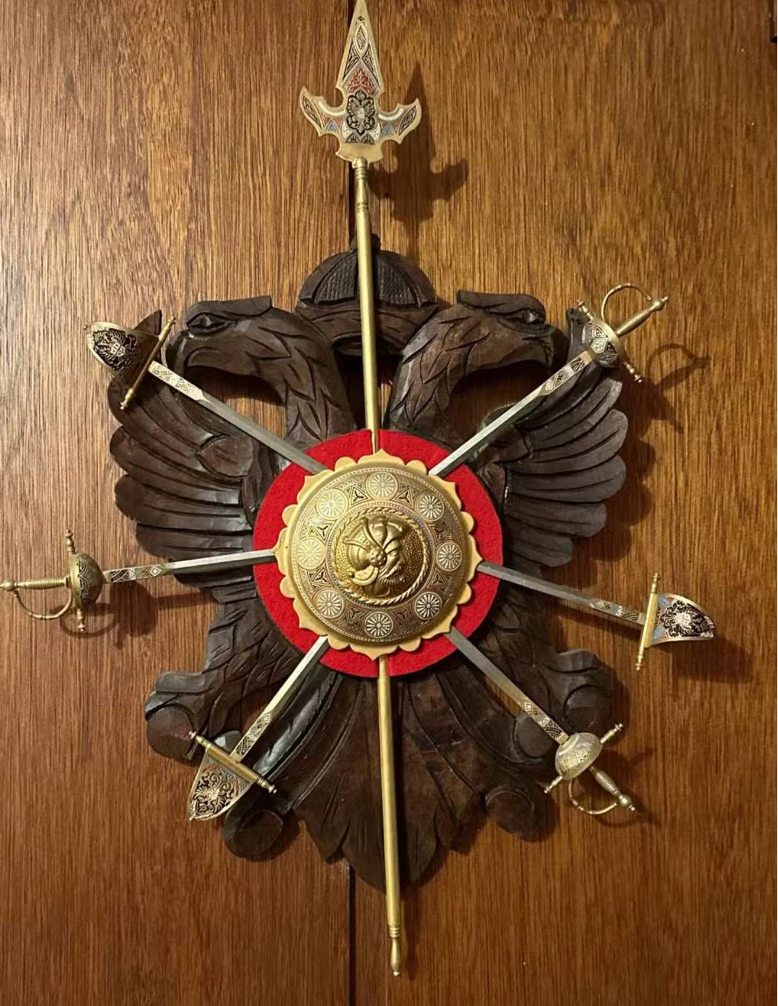 Carved Double Eagle Wall Plaque with Swords - photo 3