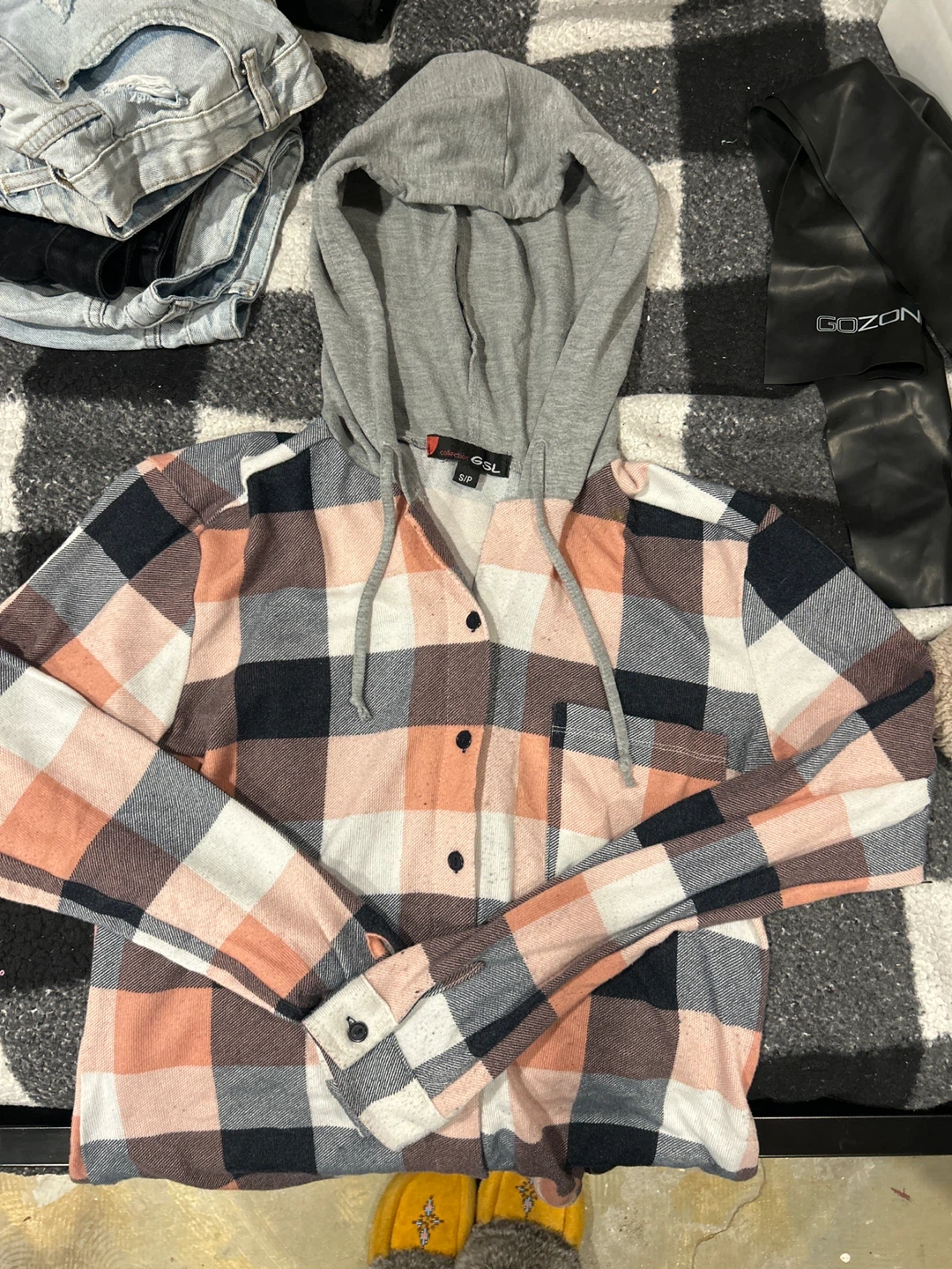 GSL Collection Plaid Flannel Hoodie Shirt