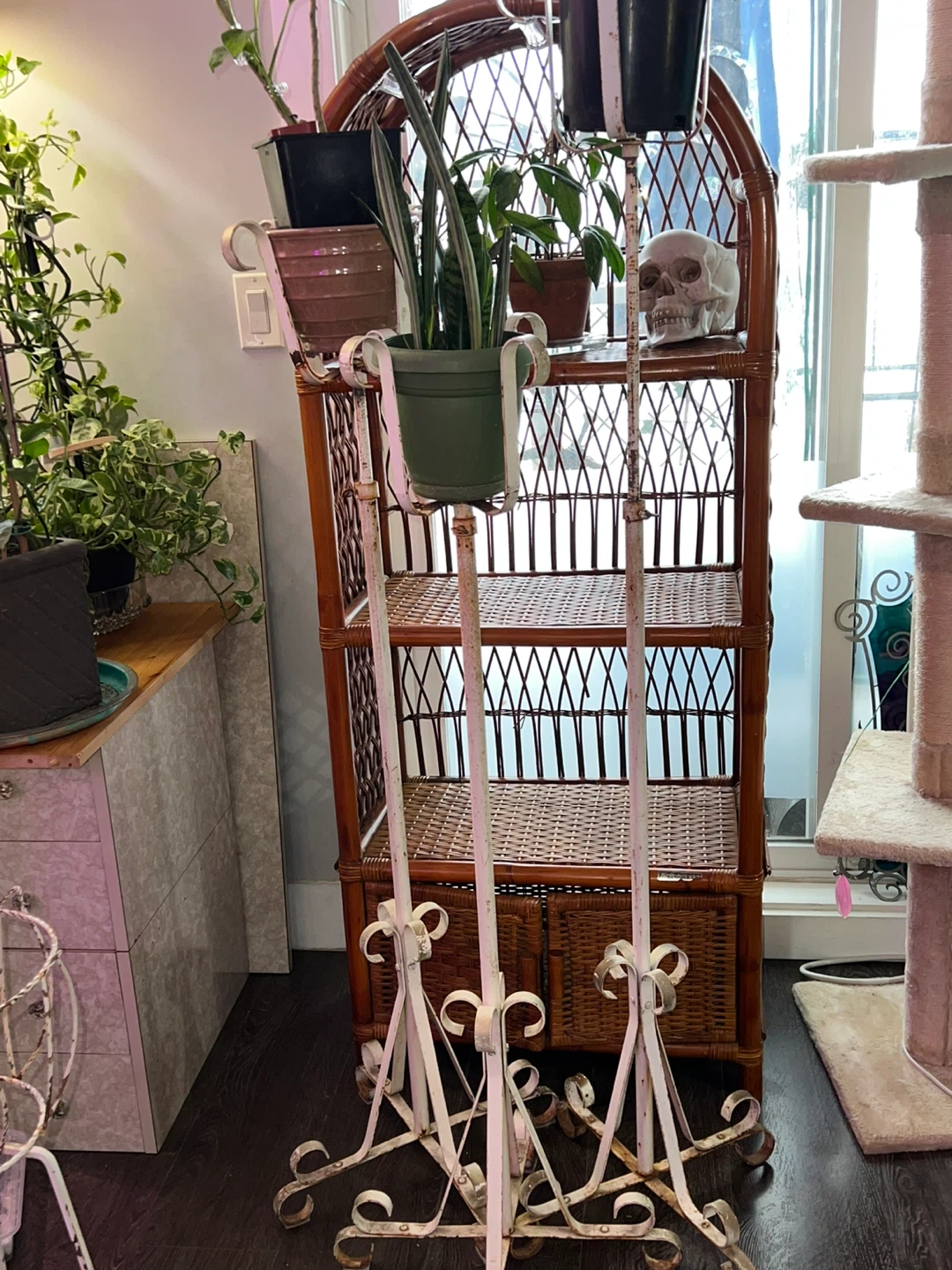 RARE Tall Vintage MCM Wrought Iron Plant Stands - Set of 3