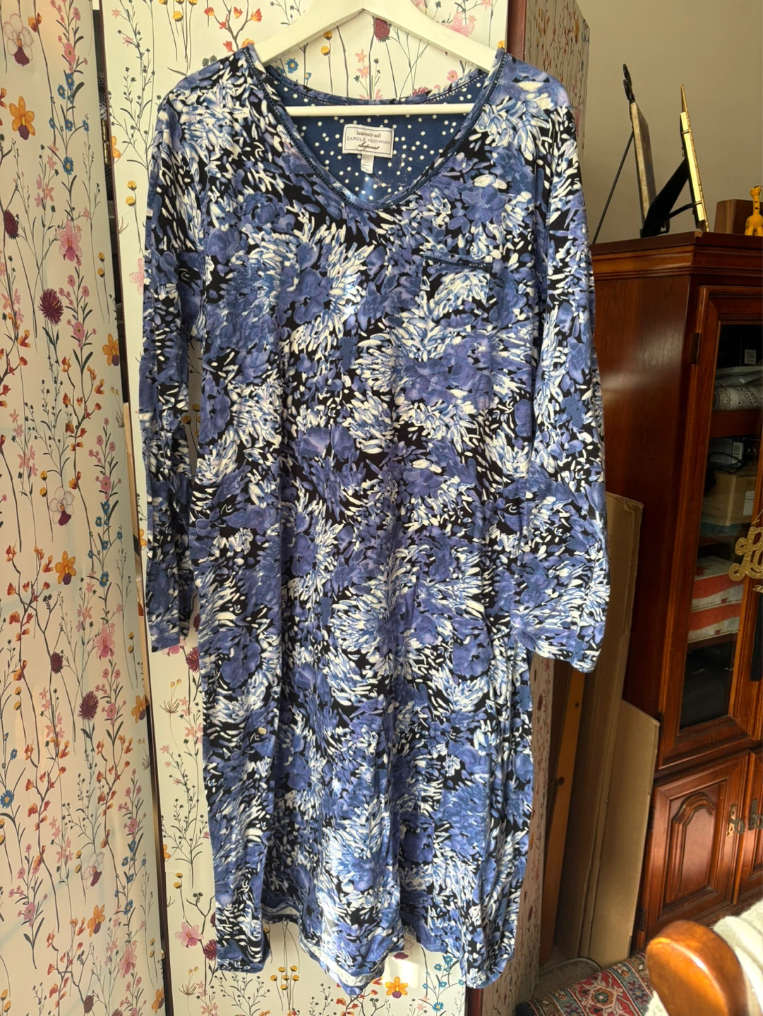 Carole Hochman Sleepwear Blue Long Sleeve Dress 1X