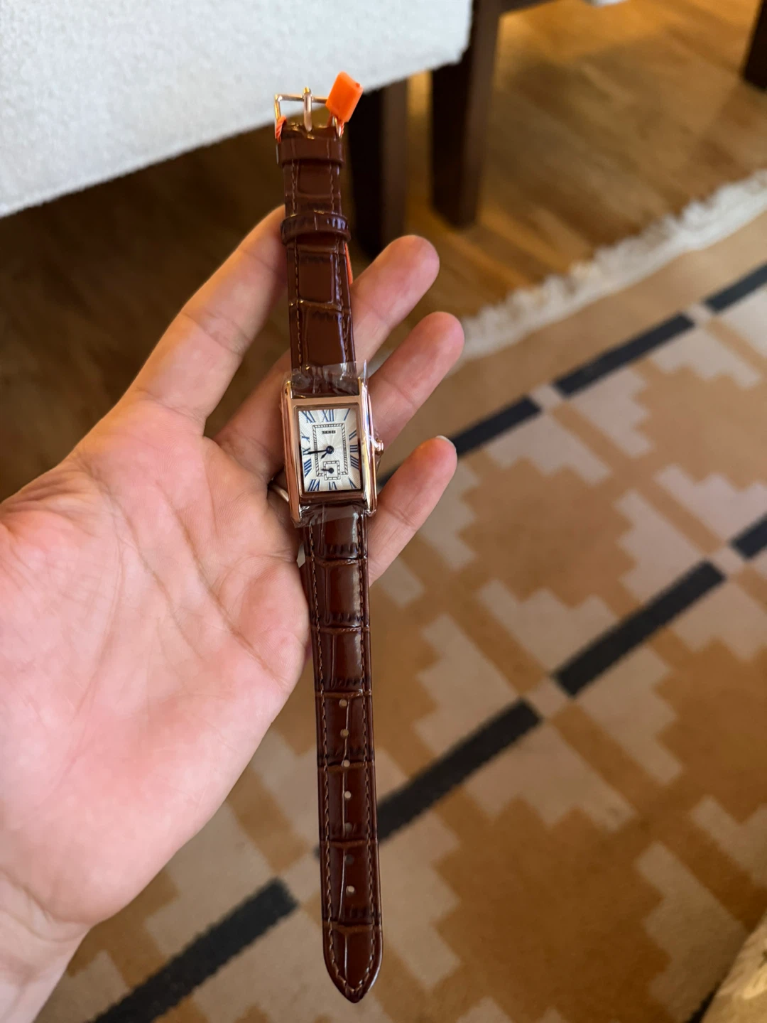 SKMEI Rectangular Women's Watch - Brown Leather