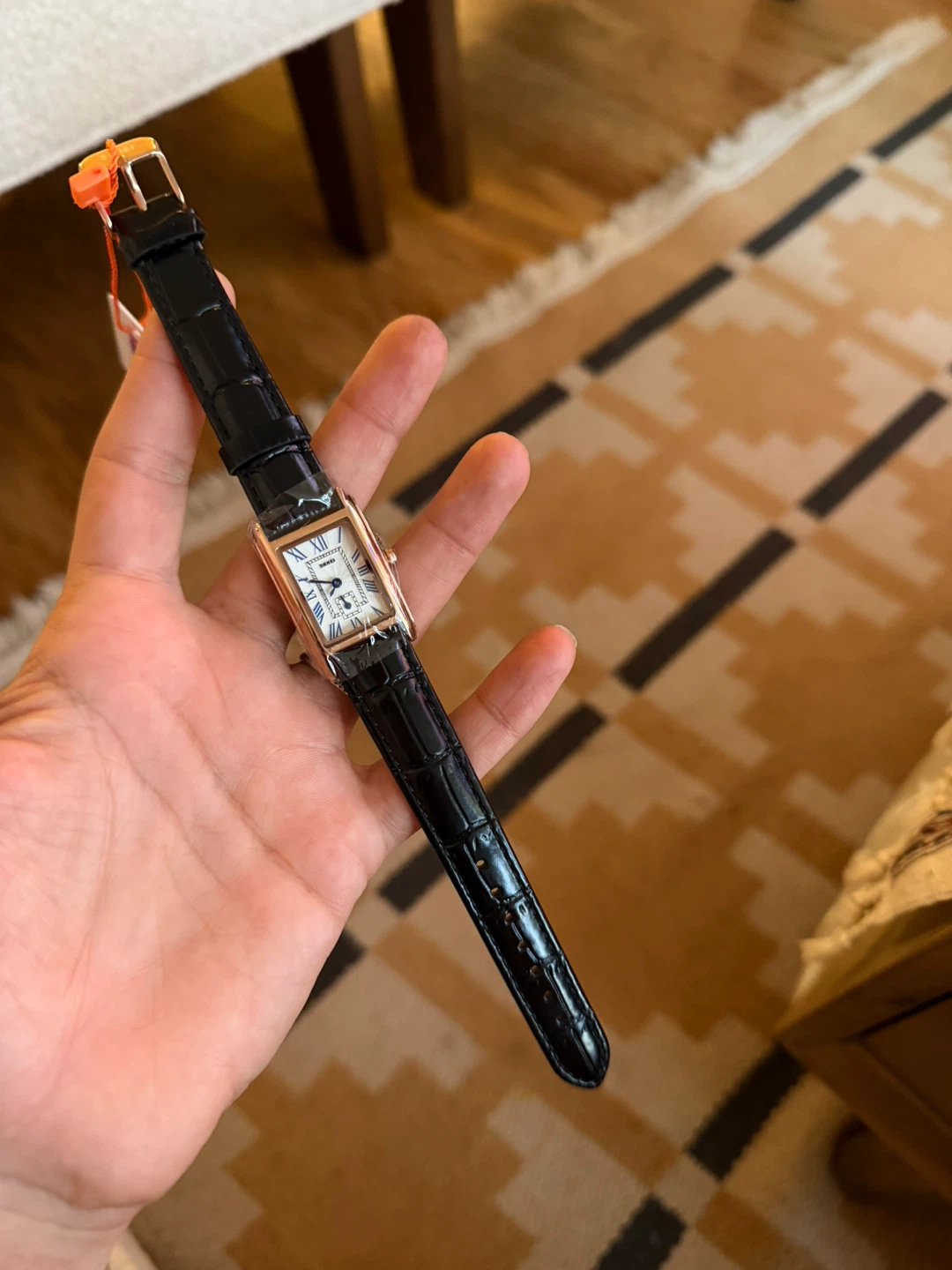 SKMEI Rectangle Dress Watch - Black Leather Strap