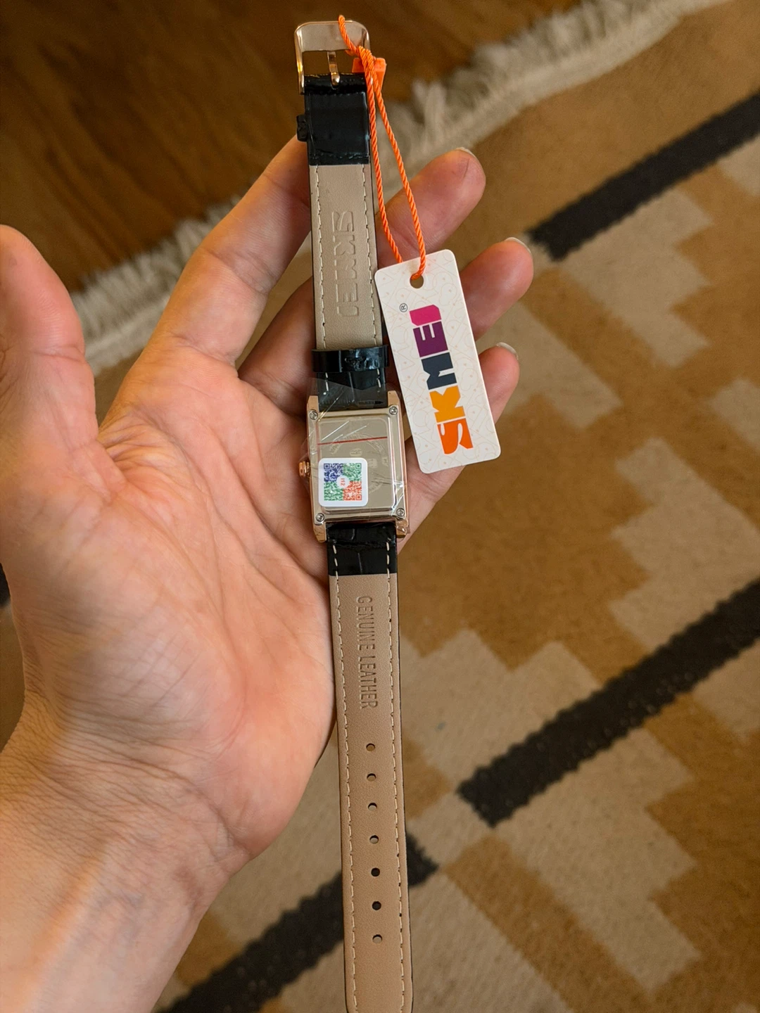 SKMEI Rectangle Dress Watch - Black Leather Strap - photo 3
